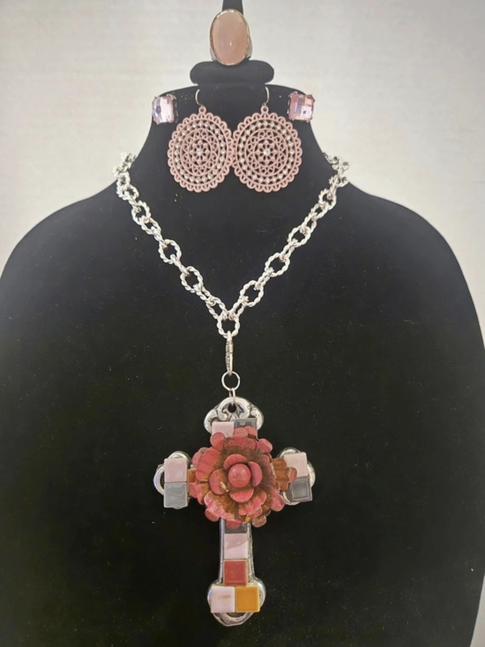 Pink & Silver Statement Jewelry Set